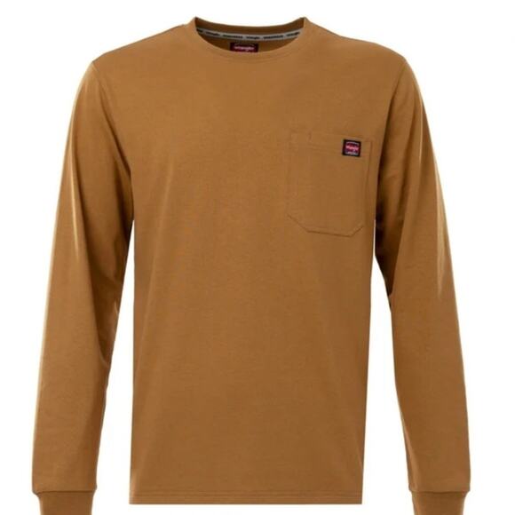 Wrangler Men's Long-Sleeve Heavyweight Workwear Pocket Crew T-Shirt - Picture 1 of 5